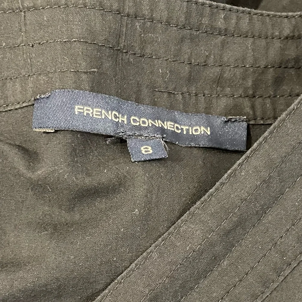 French Connection cotton dress midi black wrap top self tie waist ladies size 8 - Picture 5 of 5